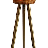 thumbnail of SalesFever Staande lamp met rieten kap 150 cm | kap rotan | metalen frame | B 55 x D 55 x H 150 cm | natuur - messing