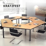 thumbnail of bümö Trapez-Tisch, Multifunktionstisch 160 x 69 cm in Ahorn/Schwarz - Besprechungstisch, Konferenztisch, Meetingtisch, Mehrzwecktisch, Pausentisch