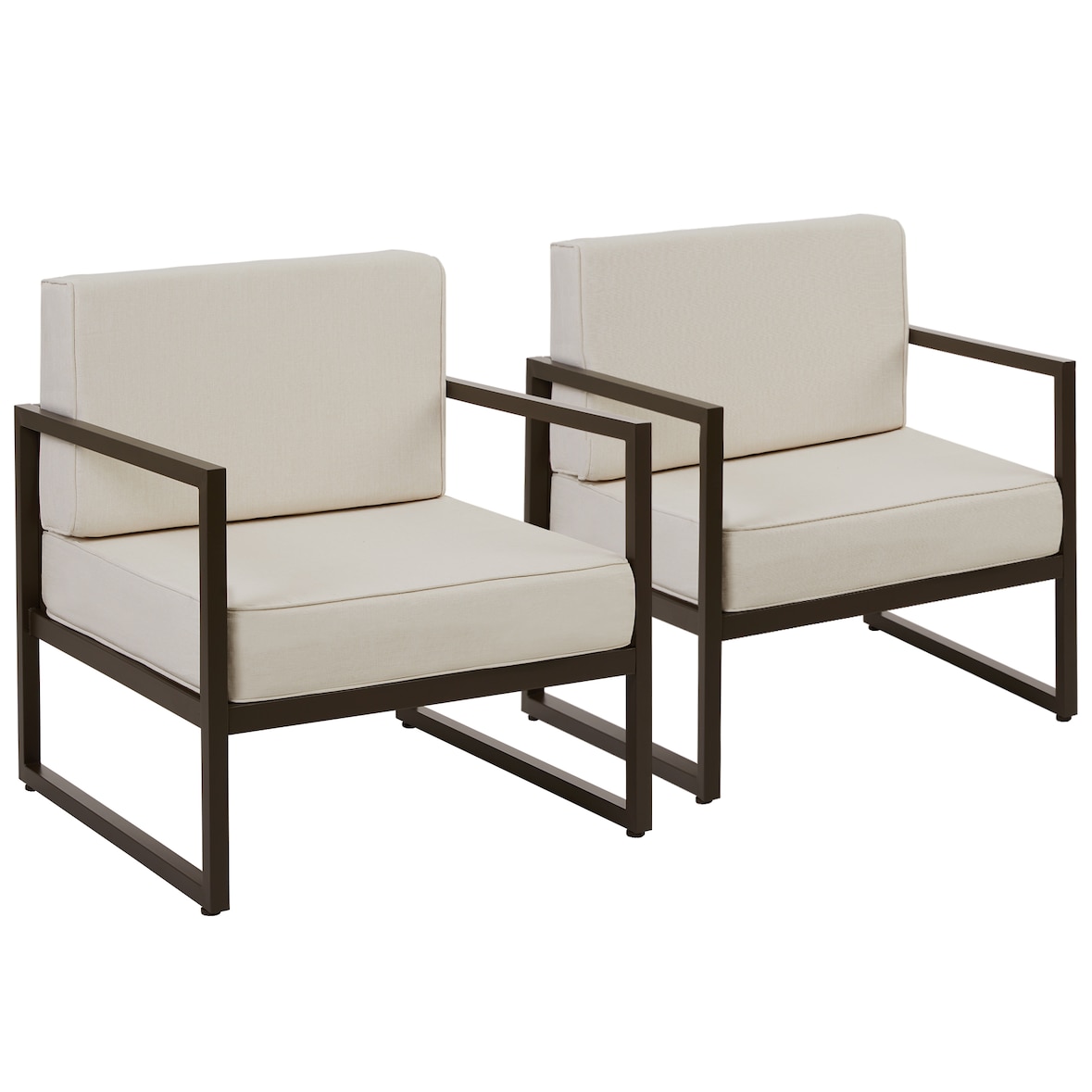 tectake Sillón de jardín COMOSA, acolchado XXL - Juego de 2 marrón/beige
