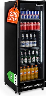 thumbnail of GastroHero Getränkekühlschrank GKSE230 230 Liter Umluftkühlung Glastür LED abschließbar 4 Roste schwarz Gastro Kühlschrank