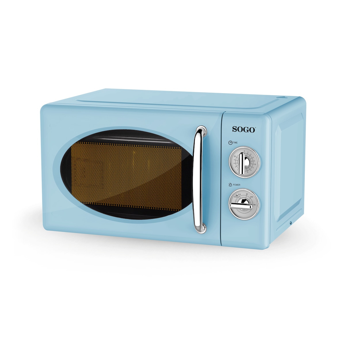 Microondas Sin Grill Retro con 6 Niveles de Potencia - 20L - 700w, Azul Claro