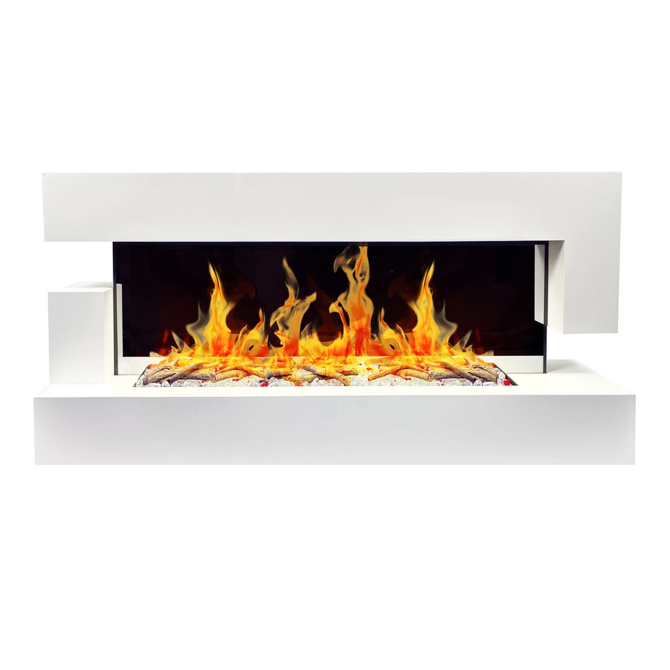 Chemin'Arte Lareira Elétrica de Parede QUARTZ 3XL 153 cm com efeito de chamas LED - 256