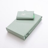 thumbnail of Benetton - Conjunto de cama de solteiro de 3 peças: lençol plano (160x240cm), lençol justo (90x200cm), 1 fronha (45x115cm) 100% algodão verde