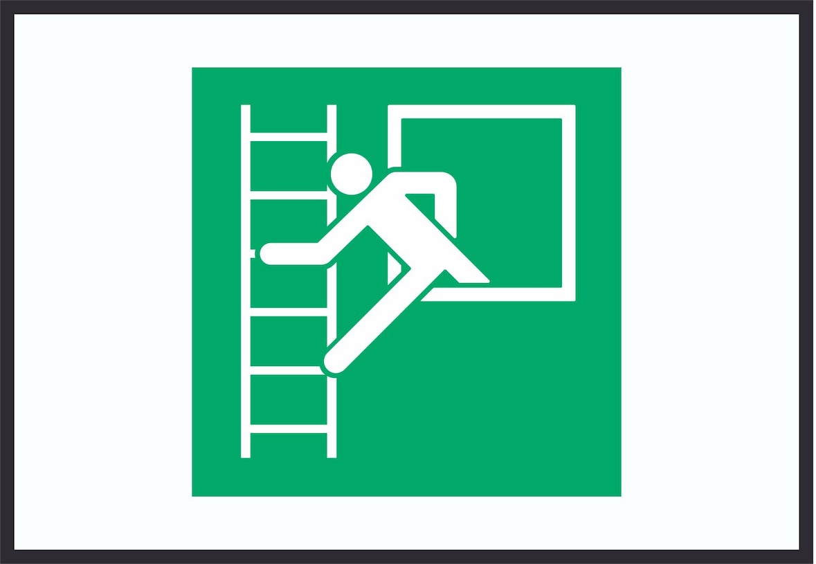 Notausstieg mit Fluchtleiter Symbol A5 Rückseite selbstklebend Schild
