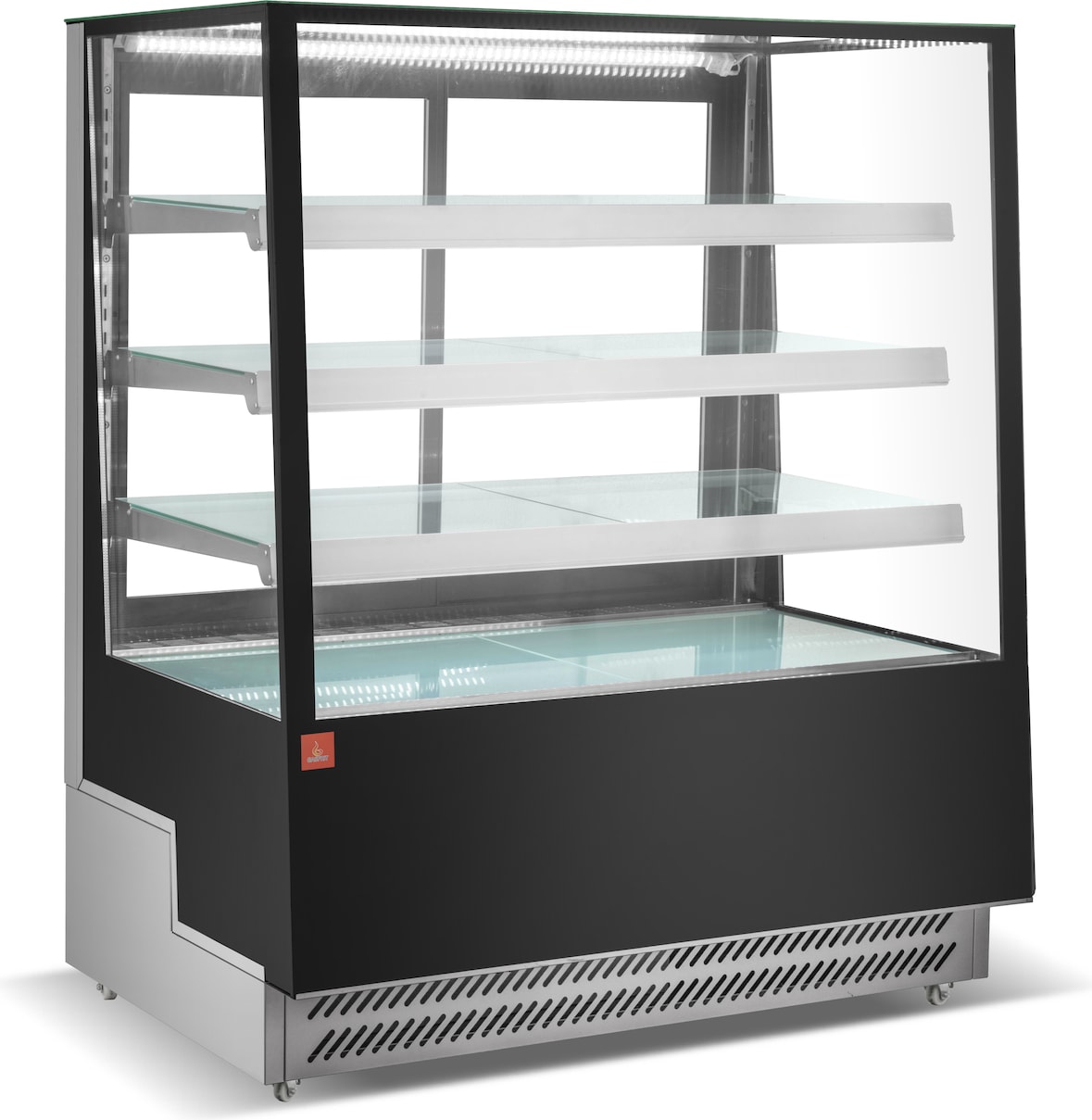Gasfrit – Panorama-Kühlvitrine mit 3 Auslageböden, 1200 × 810 × 1454 mm