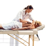 thumbnail of 2 Zonen Massageliege mit 5cm Polsterung und Holzgestellbeige