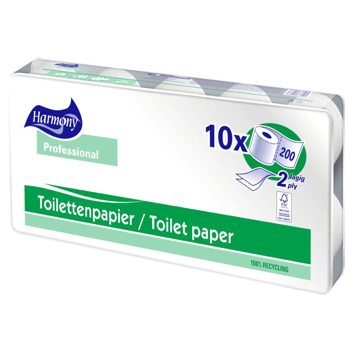 VEPATIM 50x Toilettenpapier weiß Recycling 2-lagig Professional Comfort 200 Blatt