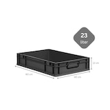 thumbnail of PROREGAL SuperSparSet 8x Eurobox NextGen Color mit Scharnierdeckel & Verschlüssen, HxBxT 12x40x60cm, 23L, Schwarz, Griffe schwarz zu, Eurobehälter