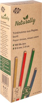 thumbnail of NATURALLY Trinkhalme aus Papier, bunt, Ø6mm, 21cm, 100 Stk.