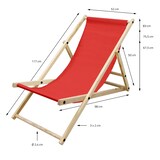 thumbnail of ECD Germany Liegestuhl klappbar Rot, Holz, verstellbare Rückenlehne mit 3 Liegepositionen, bis 120 kg, Gartenliege Sonnenliege Relaxliege Strandliege