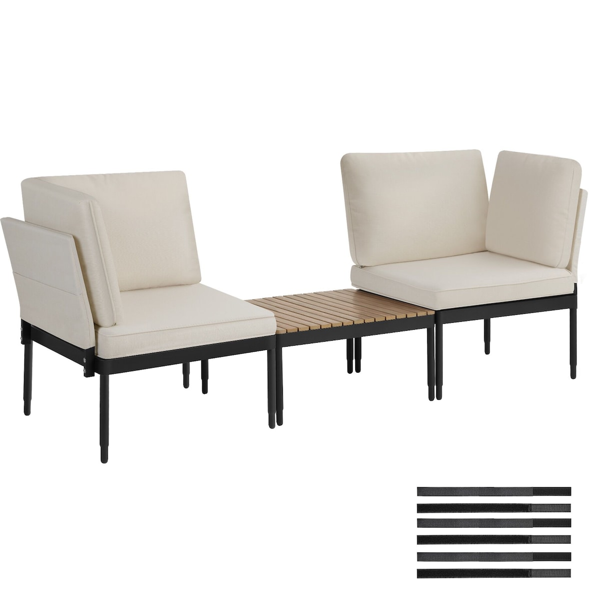 tectake Ensemble de salon de jardin MAGALUF 5-en-1 en aluminium - anthracite/gris - 406025