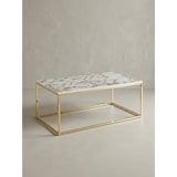 thumbnail of Couchtisch 100x60x40 cm mit Marmor Optik Weiß / Gold, Wohnzimmertisch mit Metall-Gestell, Sofatisch Eckig Tisch Wohnzimmer,