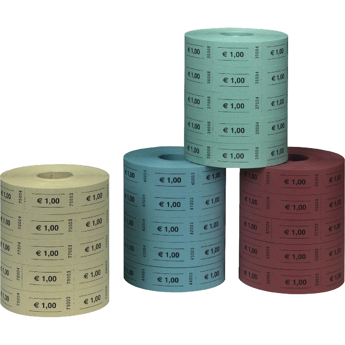 Wertmarken EUR 1 5x1000 Stück farblich sortiert