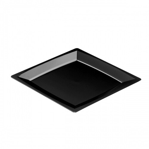 Einweg Teller MILAN Gr. L in Schwarz 21 x 21cm aus Plastik, 12 Stück - Mank
