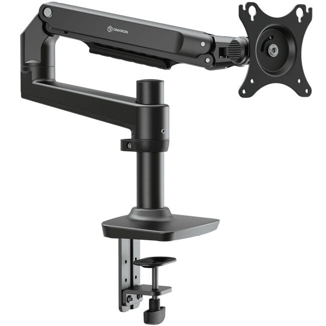 ONKRON Monitorhalterung Tisch für 17-38 Zoll, bis 11 kg, höhenverstellbar, VESA 75x75 & 100x100, schwenkbar, neigbar, drehbar, Schwarz MS75-B