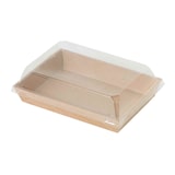 thumbnail of ECOLOMIQUE - 50 Pcs - Barquette sushi carton kraft brun - 153x102 mm, Hauteur: 25 mm, avec couvercle PET - ECO210SUPAP150K