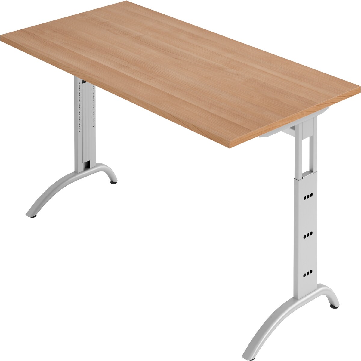 bümö manuell höhenverstellbarer Schreibtisch 200x100 cm in Nussbaum - PC Tisch höhenverstellbar & groß, höhenverstellbarer Tisch Büro, großer