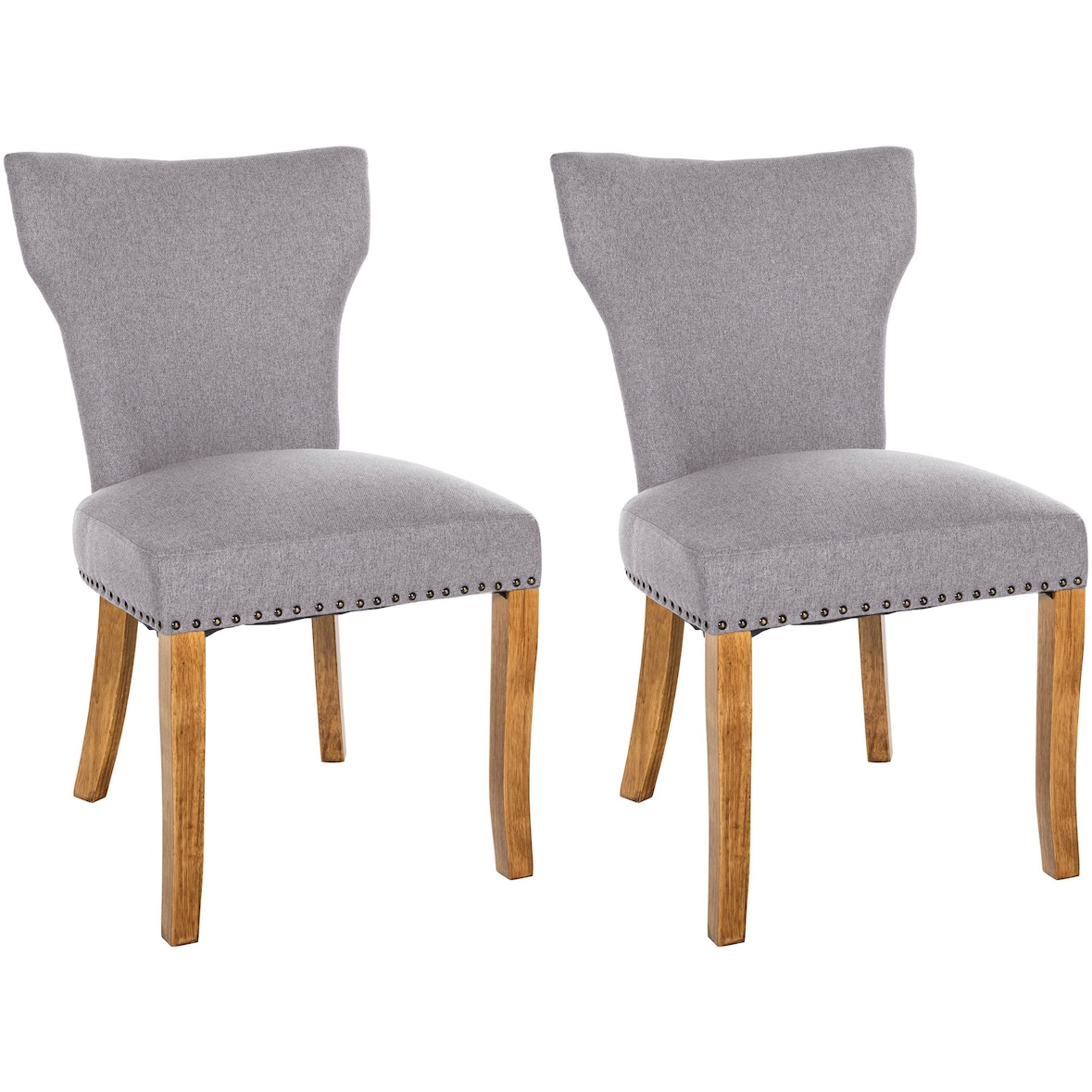 Lot de 2 chaises de salle à manger Zadar tissu Gris/Antique clair
