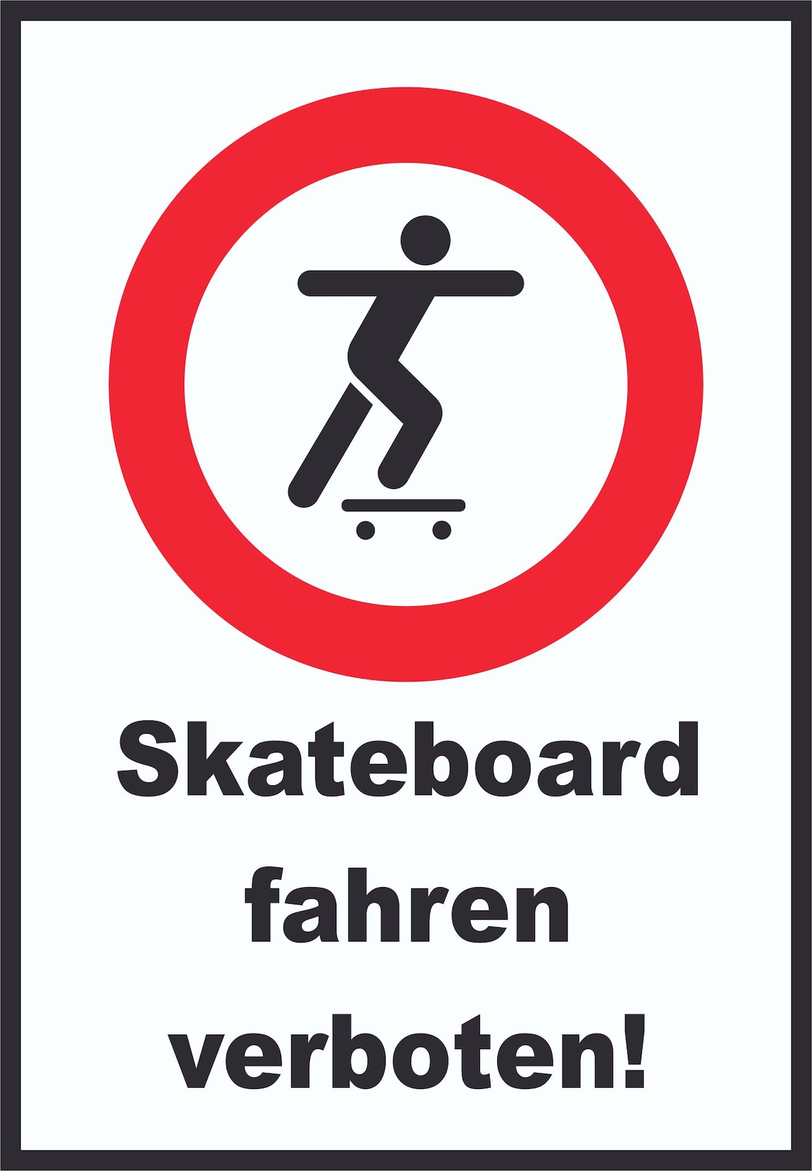Skateboard fahren verboten Schild A4 Rückseite selbstklebend