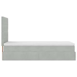 thumbnail of vidaXL Ottoman-Bett mit Matratzen & LEDs Hellgrau 90x190 cm Samt