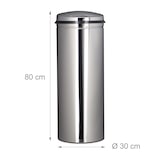 thumbnail of Helloshop26 - Lixeira de cozinha em aço inoxidável 50 litros lixeira metálica 80 cm de altura 30 cm de diâmetro tampa redonda prata 13_0002329