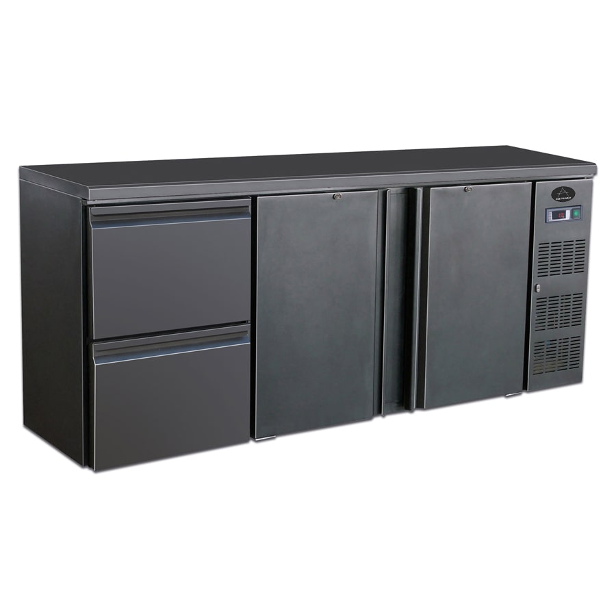 Gastro Barkühler Bar-Kühlschrank schwarz 2 Türen 2 Schubladen 537 l, 2002x513x860 mm 0-10°C