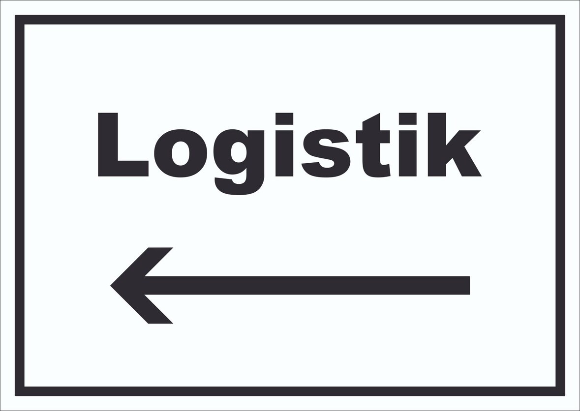 Logistik Schild mit Text und Richtungspfeil links Transport Versand waagerecht A3 (297x420mm)