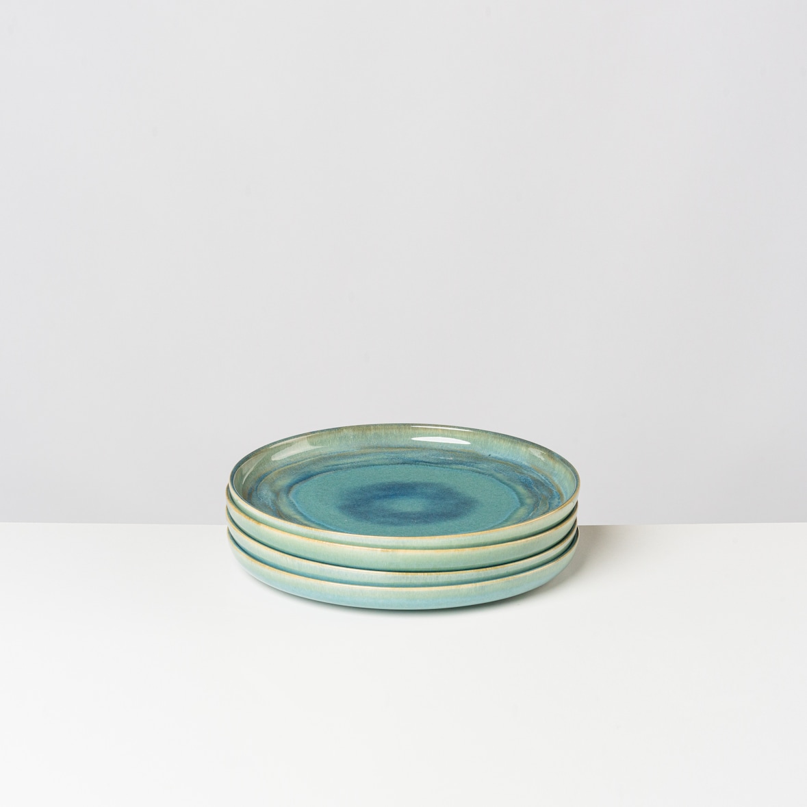 Gipfelstück Teller flach 28 cm 4er Set BLAU/GRÜN, postsicher, Serie TIEFER SEE