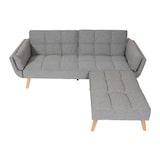 thumbnail of Schlafsofa HWC-K18 mit Ottomane, Couch Sofa Gästebett, Schlaffunktion 218x175cm ~ Stoff/Textil hellgrau