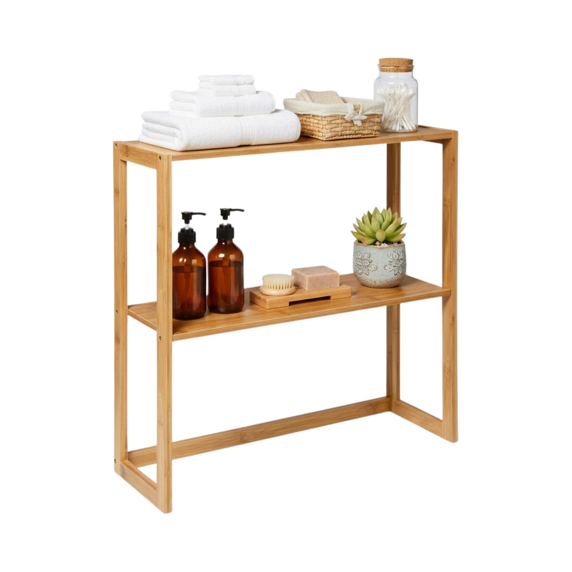 Estante modular em bambu com 2 níveis Canoply 60x57x20cm Natural 7house