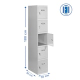 thumbnail of SimonRack Taquillas Vestuario Metalicas, 5 Puerta, Incluye Llave, 1800x300x500 mm, Gris - Simonlocker