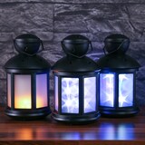 thumbnail of LED Laterne weiße Sternenmuster Hologramm Sterneneffekt Dekolaterne 22cm schwarz