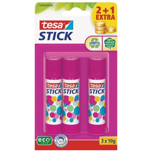 tesa Stick Klebestift Permanent Farblos 3 Stück à 10 g