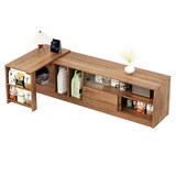 thumbnail of Drehbarer Fernsehschrank 180x40x50 ausziehbar 260cm Katzenruheraum Glas Türen Stauraum MDF Nussbaum modern
