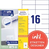 thumbnail of Avery Zweckform 3484 Universal-Etiketten, A4 mit ultragrip, Adressaufkleber, 105 x 37 mm, 100 Bogen/1.600 Etiketten, weiß