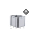 thumbnail of PROREGAL SparSet 5x Eurobox NextGen Grip mit Auflagedeckel & 4 roten Verschlüssen, HxBxT 32x30x40cm, 30L, Grau, Griffe zu, Eurobehälter
