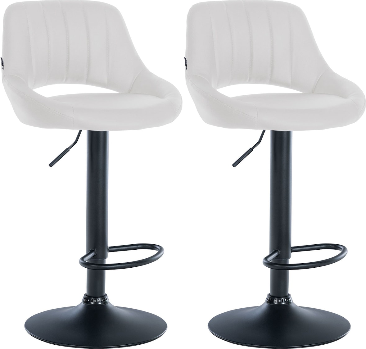 Décoshop26 - Set aus 2 verstellbaren Barhockern/Hochstühlen aus weißem PVC mit durchbrochener Rückenlehne und schwarzem 10_0006491