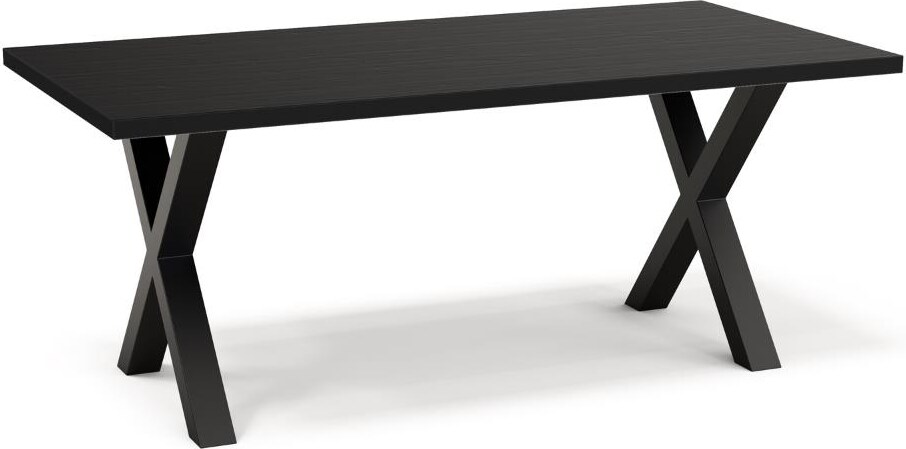 Gastro Esstisch 160x90 cm | Dunkle Holzoptik | X-Gestell Stahl