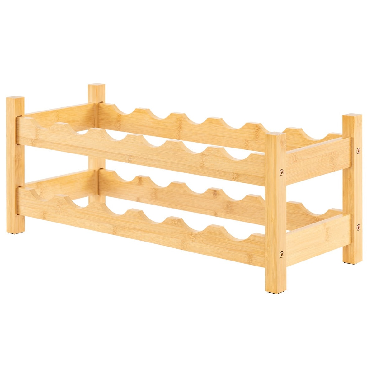 Helloshop26 - Wijnrek set van 1 24 x 60,5 x 25 cm 12 flessen schuin ontwerp chique uitstraling natuurlijk bamboe 20_0011051