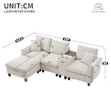 thumbnail of Modernes L-Form Ecksofa 229x149x83 mit USB-Anschluss und Stauraum – Komfortables Sofa mit Kissen und Hocker, Beige