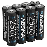 thumbnail of ABSINA Akku AA Mignon 2900 8er Pack - NiMH Wiederaufladbarer AA Akkus min. 2650mAh & 1,2V - Batterien AA ideal für Blitzgerät, Wii & Xbox Controller