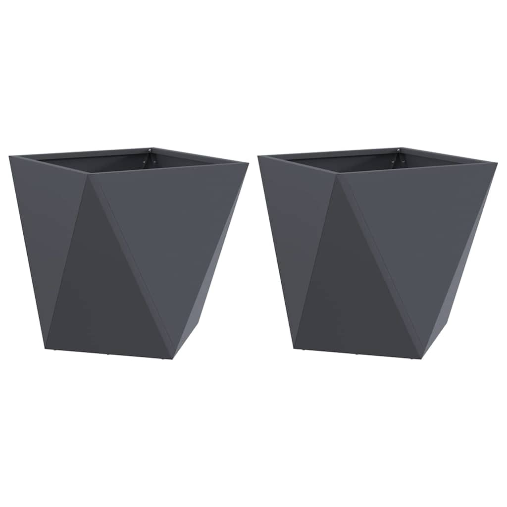vidaXL Pflanzkübel 2 pcs Anthrazit 40 x 40 x 40 cm Stahl