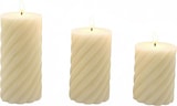 thumbnail of Relaxdays LED Kerzen, 3er Set, 3 Größen, flackernde Flamme, Echtwachs, gedreht, flammenlose Stumpenkerzen, champagner