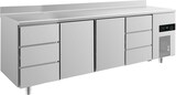 thumbnail of Gastro Kühltisch 2 Türen mittig je 3 Schubladen links&rechts Umluftkühlung Aufkantung, 2330x700x850mm -2/+8°C  632l