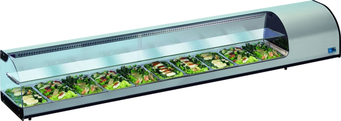 KBS Sushivitrine 2141 x380 x255 mm 10x GN 1/3 Rückschiebescheiben Stille Kühlung