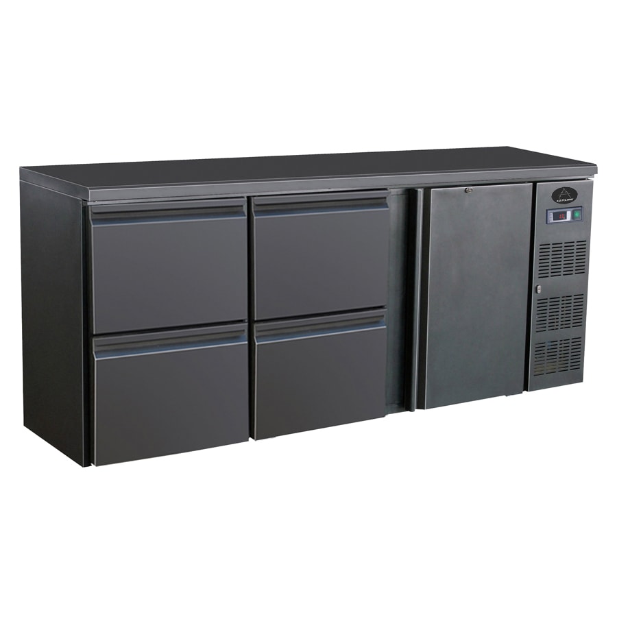 Gastro Barkühler Bar-Kühlschrank schwarz 1 Tür 4 Schubladen 537 l, 2002x513x860 mm 0-10°C