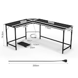 thumbnail of COSTWAY L-förmiger Schreibtisch mit Steckdosen & CPU-Ständer, Eckenschreibtisch, Computertisch, Bürotisch fürs Homeoffice