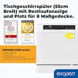 thumbnail of Exquisit Mini-Geschirrspüler, Tischspülmaschine, 55 cm breit, spülmaschine klein, ECO-Modus, GSP5508-030D weiss