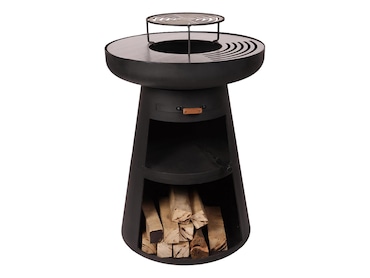 PURLINE Barbacoa redonda con plancha redonda y grill en acero color negro EFP55RB