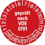 thumbnail of Dreifke® Prüfplakette geprüft nach VDE 0701 ab 28 rot/weiß - 30 mm Folie selbstklebend, 10 St
